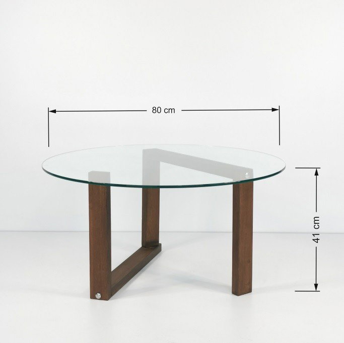 Hanah Home Mesa de Centro Redonda de Madera Maciza y Cristal Templado Nogal Hanah Home Mesa de Centro Redonda de Madera Maciza y Cristal Templado Nogal